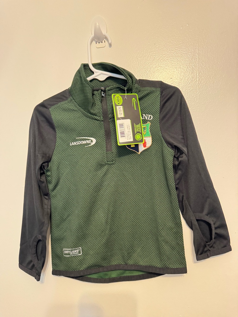 Lansdowne Ireland Four Provinces Athletic 1/4 Zip Long Sleeve Shirt Size 6-12 M